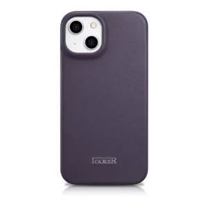 iCarer CE Premium Leather Apple iPhone 14 Plus Magnetic atverčiamas Leather MagSafe Dark dėklas telefonui violetinės spalvos (WMI14220715-DP) - Image 3