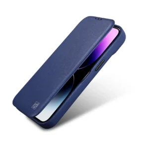 iCarer CE Premium Leather Apple iPhone 14 Plus Magnetic atverčiamas Leather MagSafe dėklas telefonui mėlynos spalvos (WMI14220715-BU) - Image 9