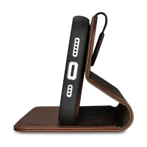 iCarer Oil Wax Wallet 2in1 Apple iPhone 14 Leather atverčiamas Anti-RFID dėklas telefonui rudos spalvos (WMI14220721-BN) - Image 6