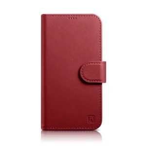 iCarer Wallet 2in1 Apple iPhone 14 Plus Anti-RFID Leather atverčiamas dėklas telefonui raudonos spalvos (WMI14220727-RD)
