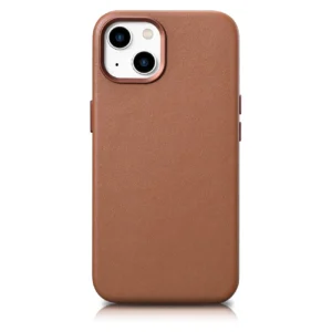 iCarer Leather Apple iPhone 14 Plus dėklas telefonui rudos spalvos (MagSafe Compatible)