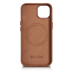 iCarer Leather Apple iPhone 14 Plus dėklas telefonui rudos spalvos (MagSafe Compatible) - Image 3