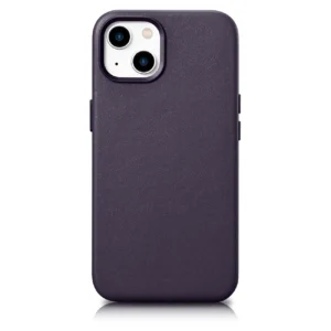 iCarer Leather Apple iPhone 14 Plus Dark dėklas telefonui violetinės spalvos (MagSafe Compatible)