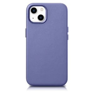 iCarer Leather Genuine Leather Apple iPhone 14 Plus Light dėklas telefonui violetinės spalvos (MagSafe Compatible)