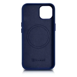 iCarer Leather Apple iPhone 14 Plus genuine leather dėklas telefonui mėlynos spalvos (compatible with MagSafe) - Image 3