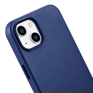 iCarer Leather Apple iPhone 14 Plus genuine leather dėklas telefonui mėlynos spalvos (compatible with MagSafe) - Image 9