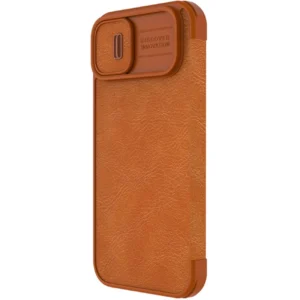 Nillkin Qin Leather Pro Apple iPhone 14 Plus atverčiamas dėklas telefonui rudos spalvos - Image 3