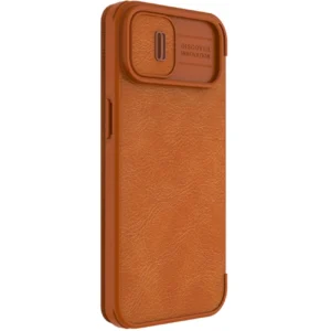 Nillkin Qin Leather Pro Apple iPhone 14 Plus atverčiamas dėklas telefonui rudos spalvos - Image 6