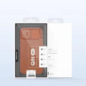 Nillkin Qin Leather Pro Apple iPhone 14 Plus atverčiamas dėklas telefonui rudos spalvos - Image 5