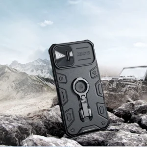 Nillkin CamShield Armor Pro Magnetic Apple iPhone 14 Plus MagSafe armored stand ring dėklas telefonui juodos spalvos - Image 7