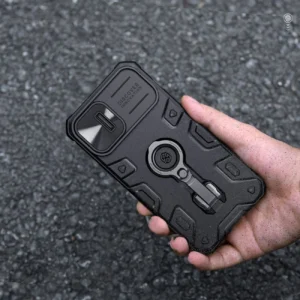 Nillkin CamShield Armor Pro Magnetic Apple iPhone 14 Plus MagSafe armored stand ring dėklas telefonui juodos spalvos - Image 9