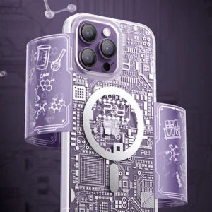 Kingxbar PQY Geek Series magnetic iPhone 14 Plus MagSafe dėklas telefonui sidabrinės spalvos - Image 8