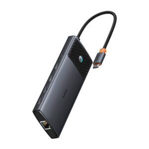 Adapter Hub 10in1 Baseus USB-C - 2xHDMI, 3xUSB-A, USB-C, RJ45, SD/TF, PD juodos spalvos - Image 3
