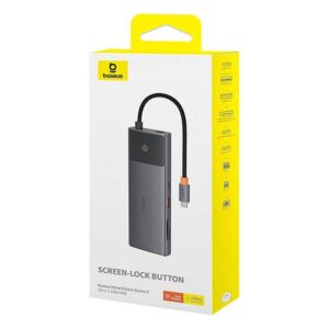 Adapter Hub 10in1 Baseus USB-C - 2xHDMI, 3xUSB-A, USB-C, RJ45, SD/TF, PD juodos spalvos - Image 7