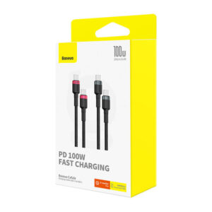 Kabelis Baseus Cafule USB-C do USB-C 100W, 2m, 2-Pack - Image 7