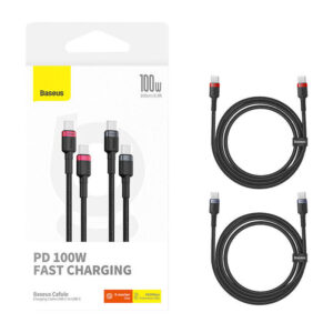 Kabelis Baseus Cafule USB-C do USB-C 100W, 2m, 2-Pack - Image 9