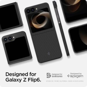 Samsung Galaxy Z Flip6 Spigen Airskin Aramid Black dėklas telefonui juodos spalvos - Image 7