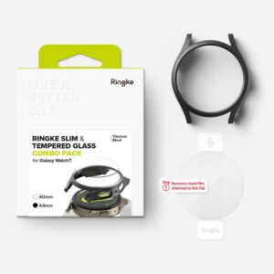 Dėklas + apsauginis stiklas Samsung Galaxy Watch 7 (44 mm) Ringke Slim Titanium juodos spalvos - Image 8