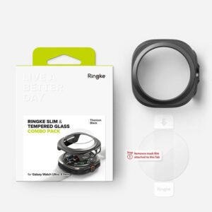 Dėklas + apsauginis stiklas Samsung Galaxy Watch Ultra (47mm) Ringke Slim Titanium juodos spalvos - Image 8
