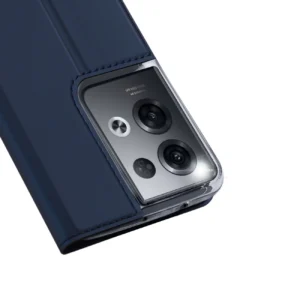 Dux Ducis Skin Pro Oppo Reno 8 Pro atverčiamas card wallet su stoveliu dėklas telefonui mėlynos spalvos - Image 3