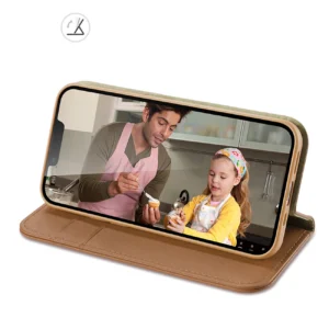 Dux Ducis Hivo Leather atverčiamas Genuine Leather Cards and Documents Apple iPhone 14 Plus dėklas telefonui rudos spalvos - Image 7