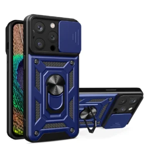 Hybrid Armor Camshield iPhone 14 Pro Max armored camera dėklas telefonui mėlynos spalvos