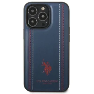 US Polo USHCP14LPFAV Apple iPhone 14 Pro 6.1" dėklas telefonui mėlynos spalvos Leather Stitch - Image 3