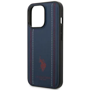 US Polo USHCP14LPFAV Apple iPhone 14 Pro 6.1" dėklas telefonui mėlynos spalvos Leather Stitch - Image 6