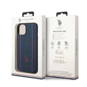 US Polo USHCP14SPFAV Apple iPhone 14 6.1" dėklas telefonui mėlynos spalvos Leather Stitch - Image 8
