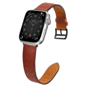 Apyrankė Leather Apple Watch SE, 9, 8, 7, 6, 5, 4, 3, 2, 1 (41, 40, 38 mm) raudonos spalvos - Image 3