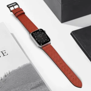 Apyrankė Leather Apple Watch SE, 9, 8, 7, 6, 5, 4, 3, 2, 1 (41, 40, 38 mm) raudonos spalvos - Image 4