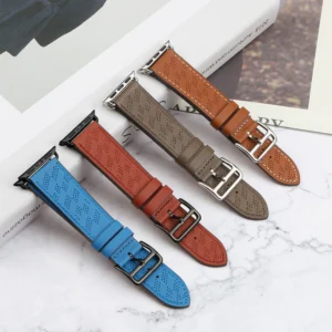 Apyrankė Leather Apple Watch SE, 9, 8, 7, 6, 5, 4, 3, 2, 1 (41, 40, 38 mm) raudonos spalvos - Image 8