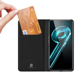 Dux Ducis Skin Pro For Realme 10 5G / Realme 9i 5G atverčiamas Card Wallet su stoveliu dėkals telefonui juodos spalvos - Image 2