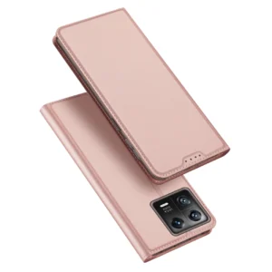 Dux Ducis Skin Pro Xiaomi 13 atverčiamas Card Wallet su stoveliu dėklas telefonui rožinės spalvos