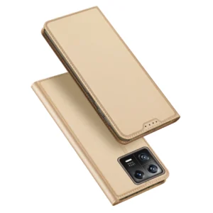 Dux Ducis Skin Pro Xiaomi 13 atverčiamas Card Wallet Gold su stoveliu