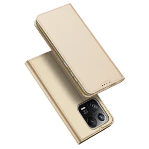 Dux Ducis Skin Pro Xiaomi 13 Pro atverčiamas Card Wallet Gold su stoveliu