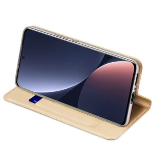 Dux Ducis Skin Pro Xiaomi 13 Pro atverčiamas Card Wallet Gold su stoveliu - Image 5
