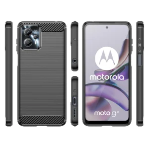 Carbon Motorola Moto G53 / G13 flexible silikoninis carbon dėklas telefonui juodos spalvos - Image 2
