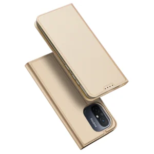 Dux Ducis Skin Pro Xiaomi Redmi 11A / Poco C55 / Redmi 12C atverčiamas Card Wallet su stoveliu dėklas telefonui aukso spalvos