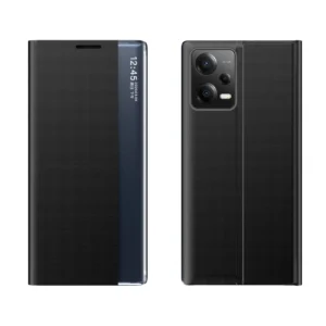 New Sleep Xiaomi Redmi Note 12 5G / Poco X5 5G atverčiamas su stoveliu dėklas telefonui juodos spalvos