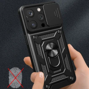 Armor Camshield su stoveliu ir Camera Apple iPhone 15 Pro Max Hybrid Armor Camshield - dėklas telefonui mėlynos spalvos - Image 3