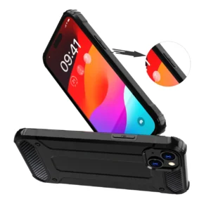 Apple iPhone 15 Plus Hybrid Armor - dėklas telefonui juodos spalvos - Image 5
