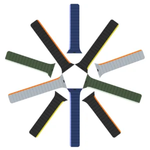 Magnetic Apple Watch SE, 9, 8, 7, 6, 5, 4, 3, 2, 1 (41, 40, 38 mm) Dux Ducis apyrankė (LD Version) - juodos ir oranžinės spalvos - Image 3