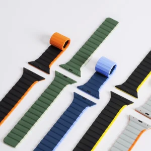 Magnetic Apple Watch SE, 9, 8, 7, 6, 5, 4, 3, 2, 1 (41, 40, 38 mm) Dux Ducis apyrankė (LD Version) - juodos ir oranžinės spalvos - Image 4