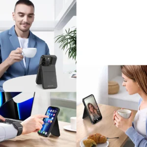3in1 Wallet su stoveliu Apple iPhone 13 Pro MagSafe RFID Blocker Dux Ducis Rafi Mag - dėklas telefonui juodos spalvos - Image 8