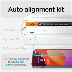 Apsauginis stiklas Spigen GLAS.TR "EZ FIT" 2-PACK Apple iPhone 15 PLUS CLEAR - Image 9