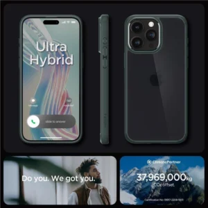 Spigen Ultra Hybrid, frost dėklas telefonui žalios spalvos - Apple iPhone 15 Pro - Image 6