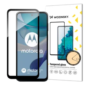 Durable Wozinsky Full Glue Apsauginis stiklas Motorola G53 Full Screen su rėmeliu - juodos spalvos