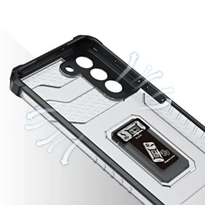 Crystal Ring tough hybrid + magnetic holder Samsung Galaxy S22 + (S22 Plus) žalios spalvos - Image 5
