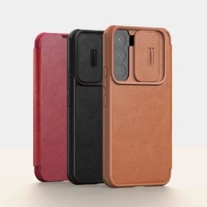 Nillkin Qin Leather Pro Samsung Galaxy S22+ (S22 Plus) Camera Protector Holster Flip dėklas telefonui juodos spalvos - Image 7